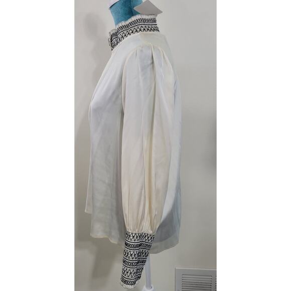 Marie Oliver Blouse Womens Medium Sheer Long Sleeve High Neck Cottagecore NWT - Picture 4 of 8